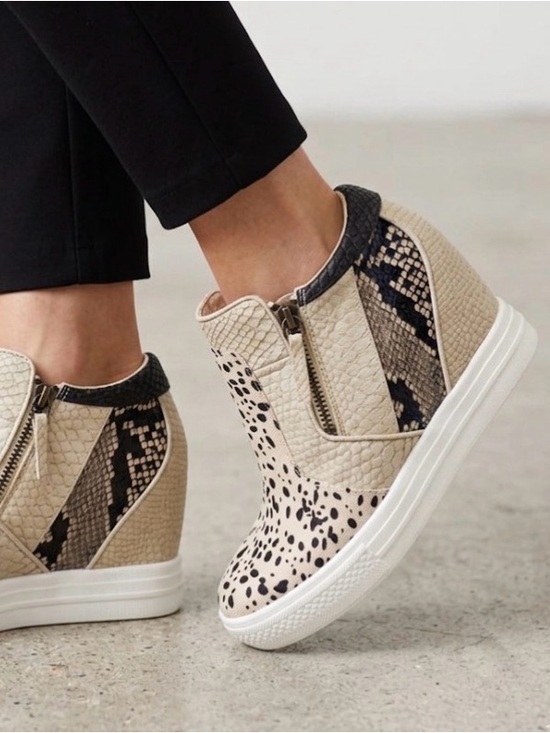 Not Rated Shoes - NOT RATED Tinaya Hidden Sneaker Wedge Women’s 7.5 EUR 38.5 Off White Brown Black